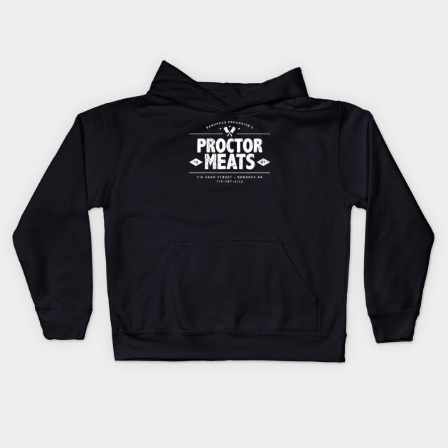 Proctor Meats t-shirt (aged look) Kids Hoodie by MoviTees.com